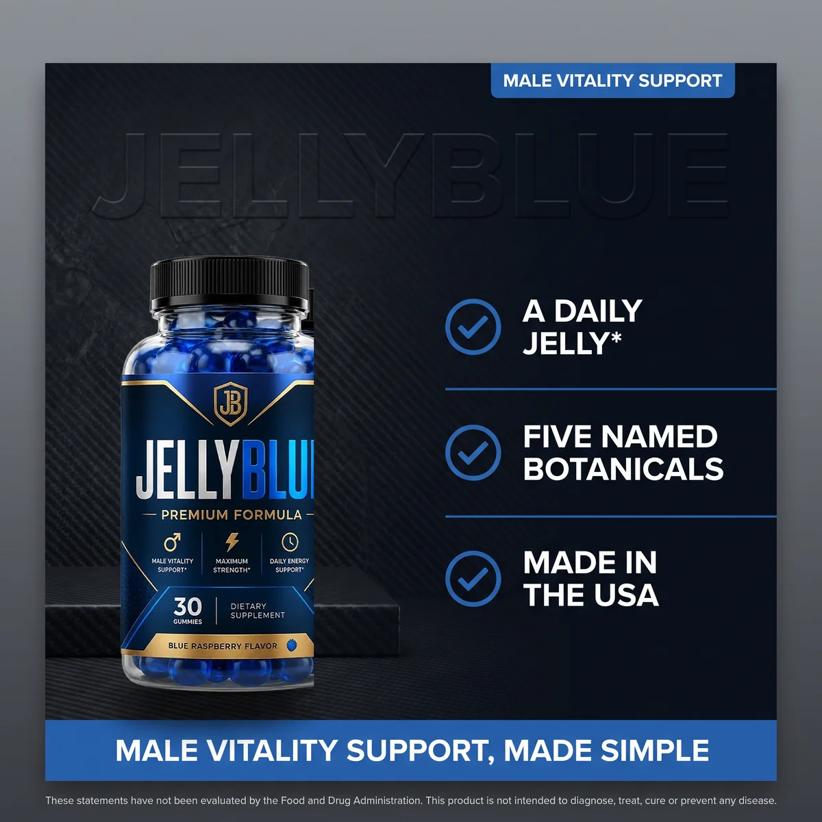 Why JellyBlue: a daily jelly with five named botanicals, made in the USA