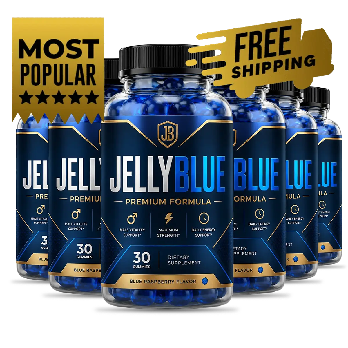 JellyBlue six-bottle pack, a multi-month supply for a consistent training routine